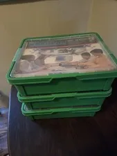 3 Vintage Lego Motor Set Boxes. All With Different Items. Wheels, Motors, Tires.