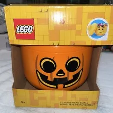 Lego Pumpkin Halloween Small Storage Mini Figure Head Orange New in Box