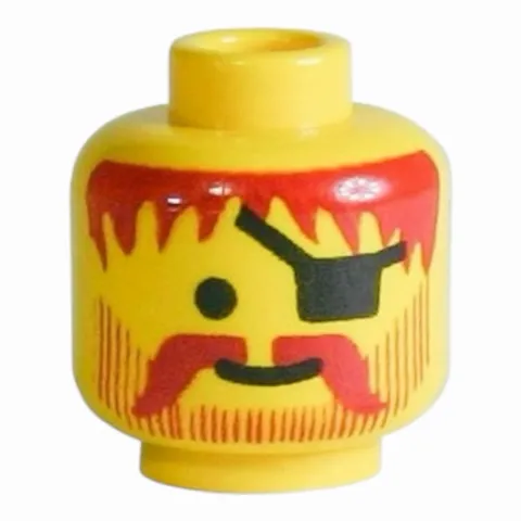 LEGO Minifigure, Head Standard Grin with Dark Red Messy Hair, Eye Patch