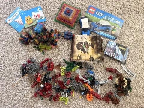 Large Mixed Lot Lego Bionicle Pix Brix Building Toys and Manuals