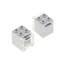 2x lego Cupboard Container Box 2x2x2 Neu-Hell Grey Door Clear White 4346 4345