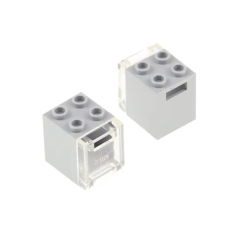 2x lego Cupboard Container Box 2x2x2 Neu-Hell Grey Door Clear White 4346 4345