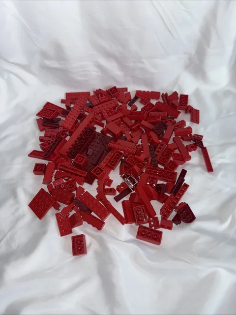 Bulk Red / Dark Red LEGO Assorted 0.5 Pound Lot, Bricks, Plates, Tiles 8 Ounces