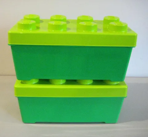 Lego Duplo Lot 2 Stackable Empty Storage Containers Green