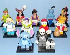 LEGO Disney minifigure 11pc lot - Stitch, Alice, Jack, Peter Pan, Hook, Aladdin