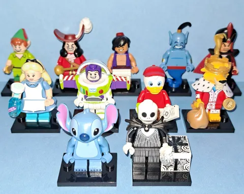 LEGO Disney minifigure 11pc lot - Stitch, Alice, Jack, Peter Pan, Hook, Aladdin
