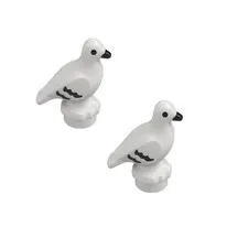 NEW Lego White Pigeon Bird w/Molded Black Eyes Beak Feathers Lot of 2