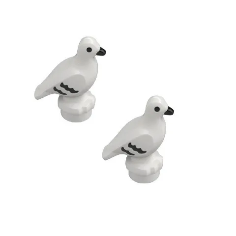 NEW Lego White Pigeon Bird w/Molded Black Eyes Beak Feathers Lot of 2