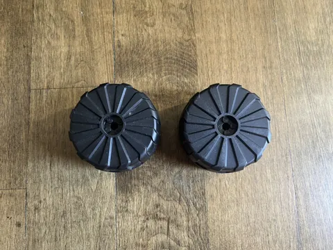 Lego 2 x 2573 Black Wheel Hard Plastic Giant (71mm D. x 47mm) 6989 M-Tron LOT