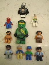 Lot 10 LEGO Duplo Figures Batman Key Chai, Large Ninja Light cave man Spiderman