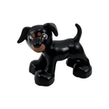 LEGO DUPLO Dog Puppy Black Brown Animal Figure Pet Replacement Piece Toy Block