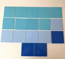 LEGO (17) 16 x 16 Plates - Blue Baseplate Square Washed for MOCS Part No. 91405