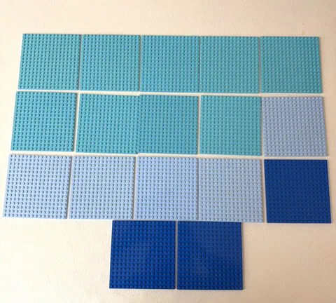 LEGO (17) 16 x 16 Plates - Blue Baseplate Square Washed for MOCS Part No. 91405
