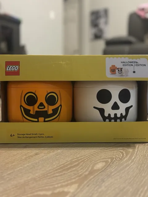 Lego SMALL ( Set Of 3 ) Halloween Storage Heads Pumpkin, Skeleton, Zombie