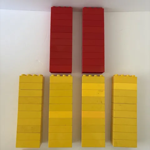 Large Lot 60 Lego Duplo 2 x 4 Bricks Blocks Red Yellow