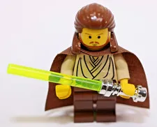Lego Star Wars Qui-Gon Jinn Minifig  7204 7171 7161 7121 7101 Chrome hilt sw0027