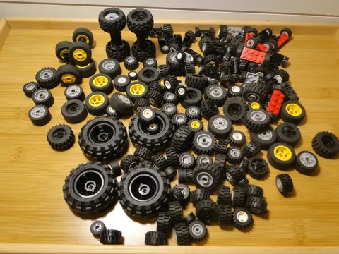 LEGO Tires Wheels Rims Axles Assorted Sizes & Color Lot