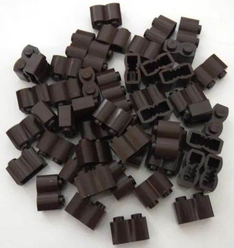 Lego Brick 1 x 2 with Log Profile, Dark Brown, Part# 30136 New, Quantity 50