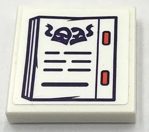 Lego New White Tile 2 x 2 Dark Purple Script Tragedy Comedy Theater Masks Book