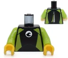 LEGO Minifigure Torso Wetsuit Surfer Black Lime Green ocean Scuba Diver 6182771