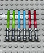 LEGO Star Wars Minifigure Lightsabers Lot of 6 - Red Green Blue Metallic Silver