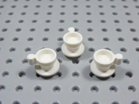 LEGO Lot of 3 White Teacups w/ Saucers Accessory Minifig BO