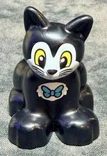 Lego Duplo Figure Black Cat w/ bow tie