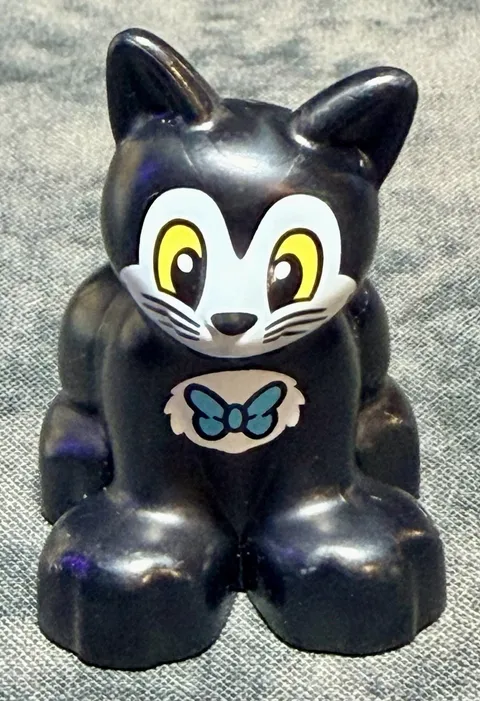 Lego Duplo Figure Black Cat w/ bow tie