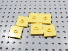 LEGO Lot of 6 Yellow 2x2 Smooth Plates w/ Stud in Center BK