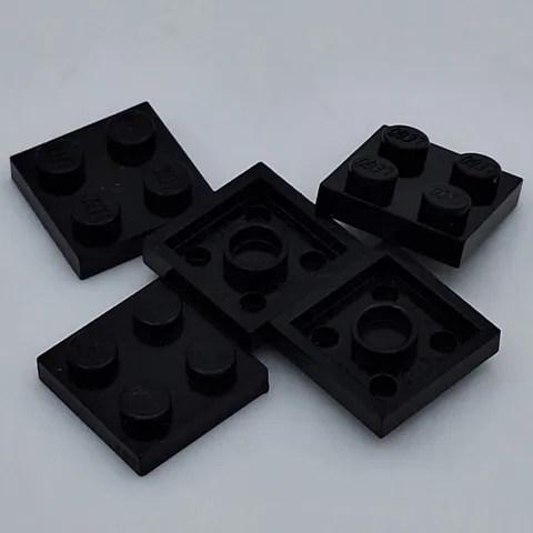 Lego - 5 Basic Black Plate 2 x 2 3022