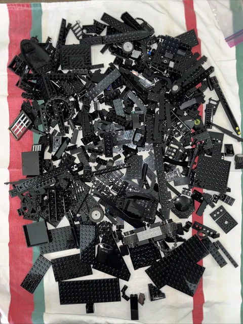 Lego  2 Pounds Random Pieces Plates Building Blocks Bulk Lot BLACK