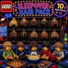 LEGO Sleepover Hair Pack 10 Hair Pieces Boys Hair Variety Collection
