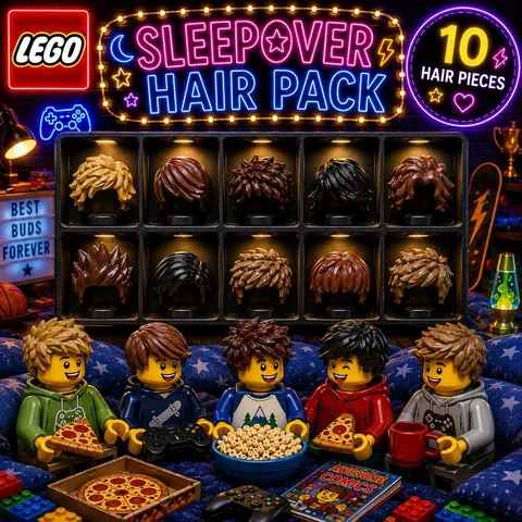 LEGO Sleepover Hair Pack 10 Hair Pieces Boys Hair Variety Collection