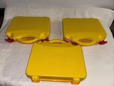 3 Yellow Hard LEGO Storage Case Plastic Bases!!