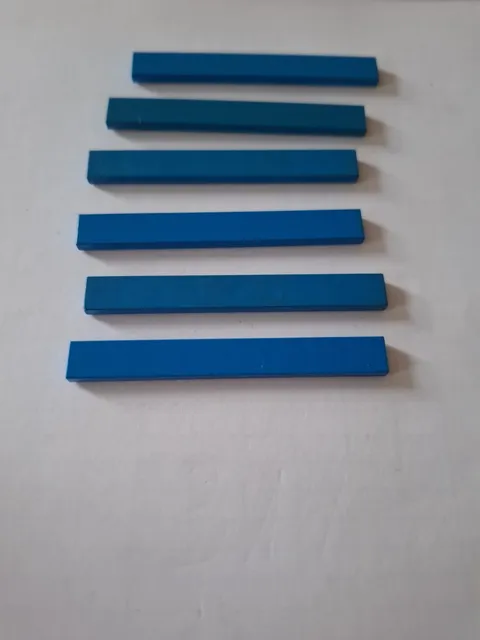 No 364. 6x Lego Tile 1x8.  4162 Blue