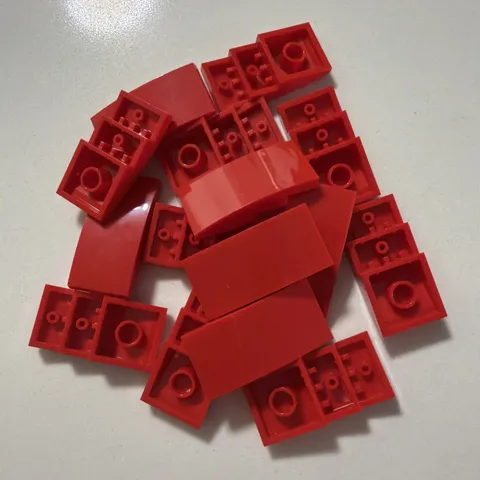 LEGO-NEW-#93606-RED-SLOPE CURVED 4 X 2 -15 PIECES