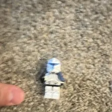 LEGO White Trooper Minifigure w/ Helmet Blue Markings Cape & Black Blaster