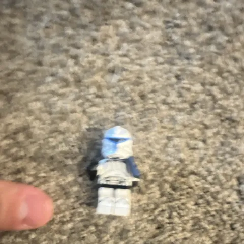 LEGO White Trooper Minifigure w/ Helmet Blue Markings Cape & Black Blaster
