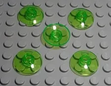 Lego Lid Parabolic Round 2x2 Transparent Light Green 5 Pieces