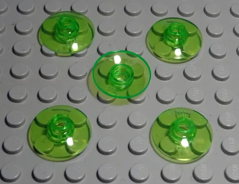 Lego Lid Parabolic Round 2x2 Transparent Light Green 5 Pieces