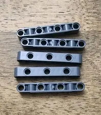 LEGO Dark Bluish Gray, Liftarm, Perpendicular Holes Thick 1 x 7. QTY 5. 2391