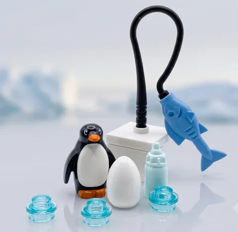 Lego Penguin Hatch Day Nursery with Egg Fish black gray eyes animal Snow Ice