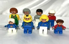 8 Lego Duplo Vintage Mini Figures People Baby Grandma Police Pilot Construction