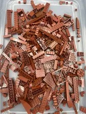 1 lb. Mixed Reddish Brown Legos - standard blocks and unique pieces (Lot A)