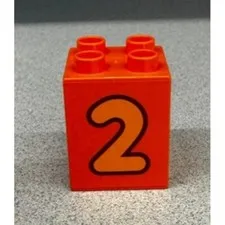 Lego Duplo Number 2 Orange Block 2 x 2 x 2 Train Replacement Piece Counting