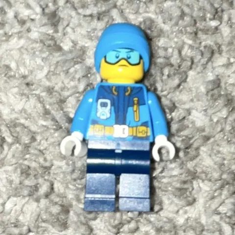 LEGO Plastic Minifigure Blue Jacket Outfit with Blue Beanie Hat, Glasses