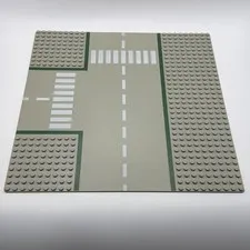 Lego Old Light Gray Baseplate Road 32 x 32 9-Stud T Intersection