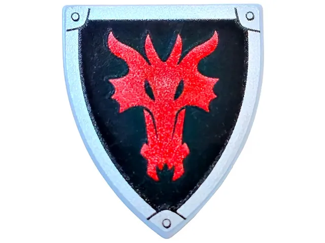 Lego Triangular Shield (Short) with Red Dragon Head on Black Background inv.565