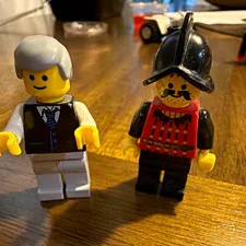 LEGO Minifigure Lot of 2 - Firefighter w/ Helmet & Businessman Suit Vest/Tie