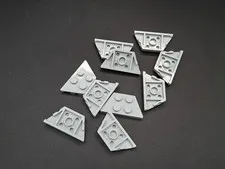 LEGO - 10x - Plate - Plate - Wedge - 2x4 - Light Grey - Light Grey - 51739